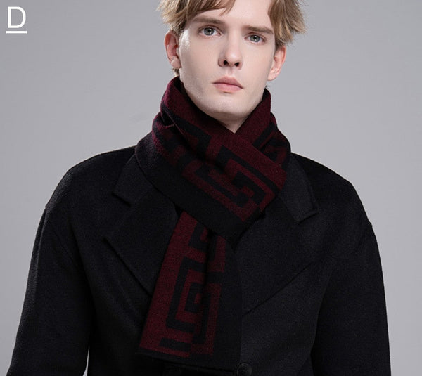Wool Scarf for Gentleman, Gray Thick Wool Scarf, Black Business Formal Men Scarf Styles, Men's Winter Scarf, Casual Scarf Men, Men's Wool Scarf Winter, Red Fashion Scarf-HomePaintingDecor