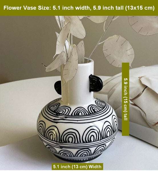Geometric Porcelain Flower Vases, Handmade Water Holding Flower Vases, Ceramic Bud Vases, Small Flower Vases on Table-HomePaintingDecor