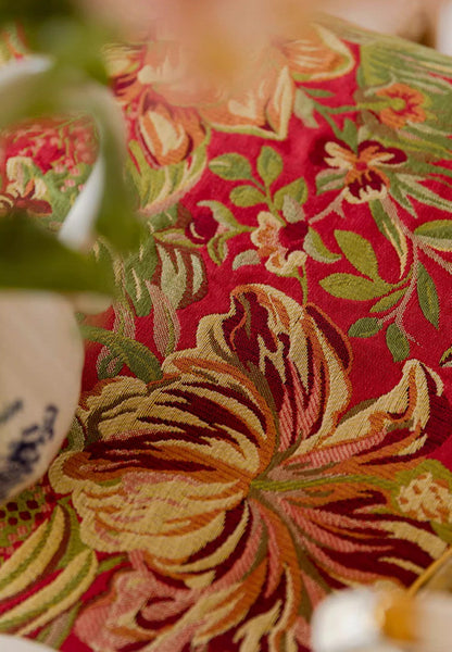 Large Modern Rectangle Tablecloth for Dining Table, Flower Pattern Red Table Covers for Round Table, Farmhouse Table Cloth for Oval Table-HomePaintingDecor