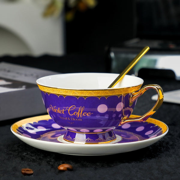 British Royal Tea Cup and Saucer Set in Gift Box, Ceramic Tea Cup and Saucer Set, Porcelain Coffee Cup with Saucer, Porcelain Tea Cup and Saucer Set-HomePaintingDecor