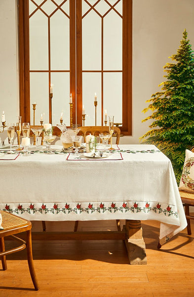 Modern Rectangle Tablecloth for Dining Room Table, Flower Pattern Tablecloth for Home Decoration, Square Tablecloth, Farmhouse Table Cloth, Christmas Tablecloth-HomePaintingDecor