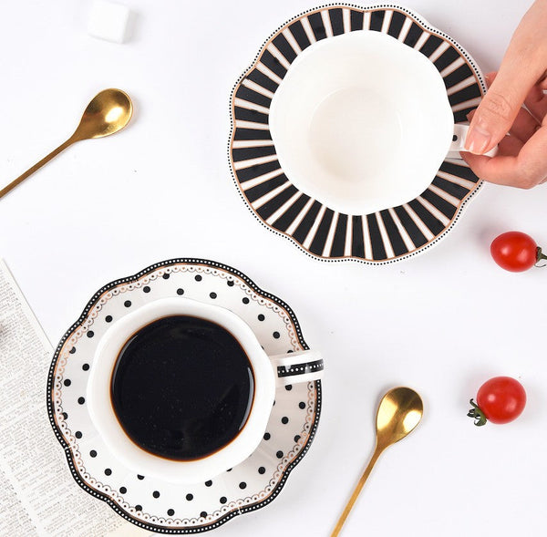 Elegant Modern Ceramic Coffee Cups, Creative Porcelain Tea Cup Saucer Set, Unique Porcelain Cup and Saucer, Afternoon British Tea Cups-HomePaintingDecor