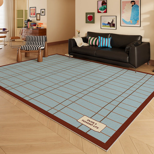 Modern Living Room Rug Ideas, Mid Century Contemporary Rugs, Geometric Modern Area Rugs, Blue Modern Rugs for Dining Room-HomePaintingDecor