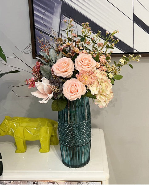 Simple Modern Artificial Floral Arrangement for Bedroom, Large Bunch of Autumn Flowers Arrangement Interior Design, Beautiful Faux Silk Floral Bouquet Table Centerpiece-HomePaintingDecor