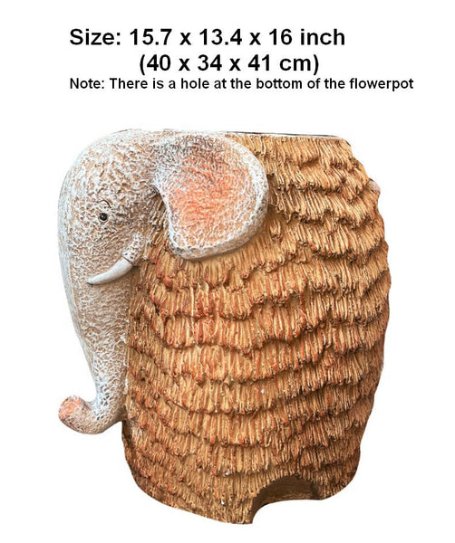 Large Elephant Flowerpot, Modern Animal Statue for Garden Ornaments, Animal Flower Pot, Resin Statue for Garden, Villa Outdoor Decor Gardening Ideas-HomePaintingDecor
