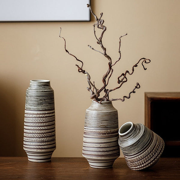 Modern Bouquet Flower Vases, Centerpiece on Dining Table, Handmade Pottery Flower Vases Urn, Water Holding Flower Vases, Large Flower Vase on Table-HomePaintingDecor