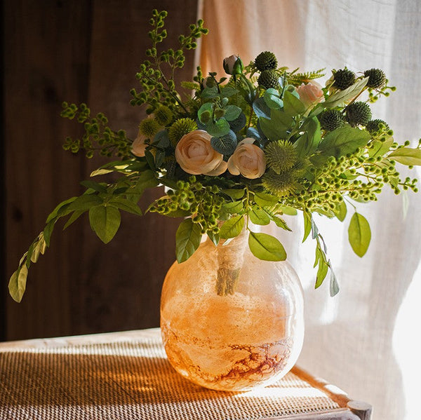 Spring Flower Arrangement for Living Room, Ranunculus Asiaticus, Globe Amaranth, Botany Plants, Beautiful Modern Flower Arrangement Ideas for Home Decoration-HomePaintingDecor