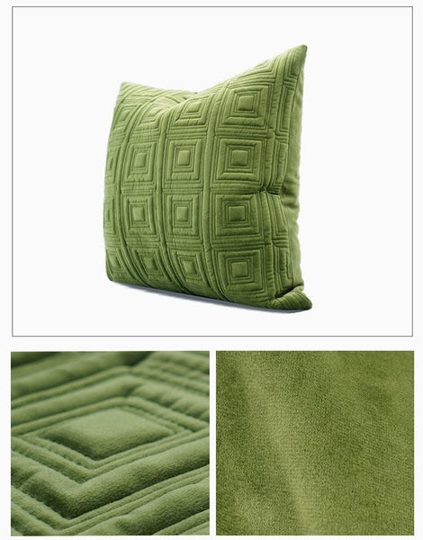 Large Square Modern Throw Pillows for Couch, Green Geometric Modern Sofa Pillows, Large Decorative Throw Pillows, Simple Throw Pillow for Interior Design-HomePaintingDecor