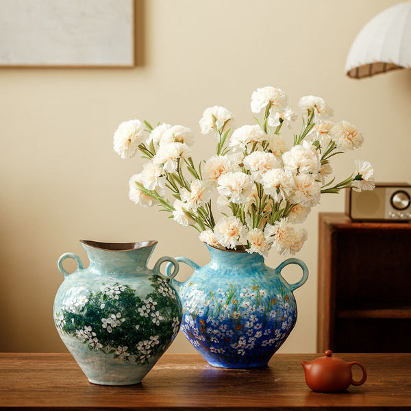 Centerpiece on Dining Table, Handmade Water Holding Flower Vases, Large Flower Vases on Table, Modern Pottery Flower Vases, Pottery Bud Vases-HomePaintingDecor