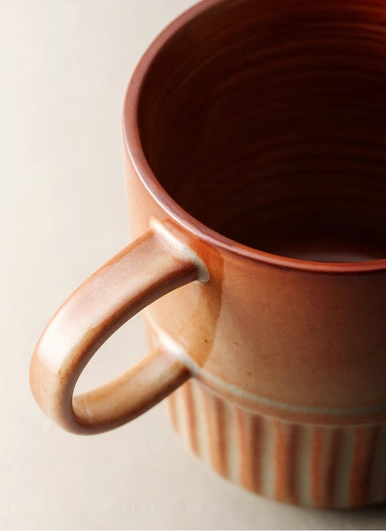 Elegant Porcelain Coffee Cups, Large Capacity Coffee Cup, Handmade Ceramic Coffee Mug, Large Pottery Coffee Cup, Large Tea Cup