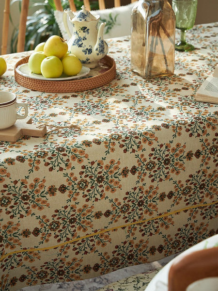 Spring Flower Pattern Tablecloth for Home Decoration, Extra Large Rectangle Tablecloth for Dining Room Table, Large Square Tablecloth for Round Table-HomePaintingDecor