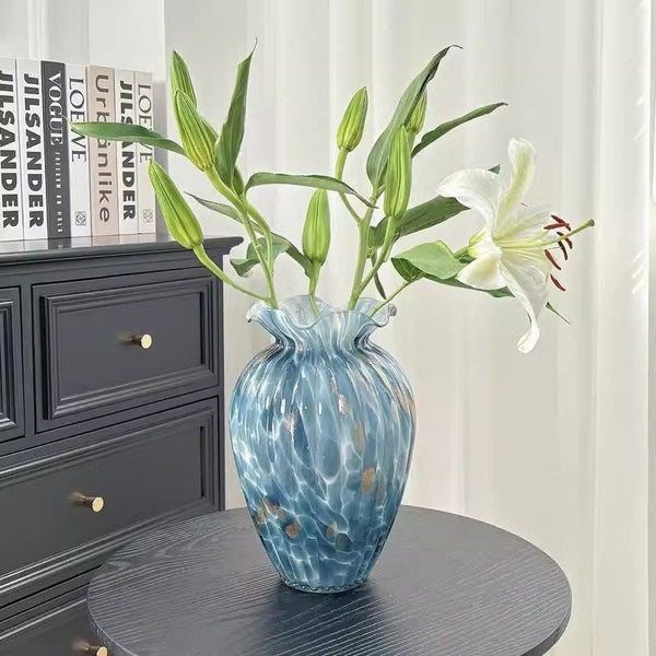 Modern Glass Bud Vases, Centerpiece Vases on Table, Handmade Liuli Vases, Color Glaze Vase, Contemporary Vases for Modern Home Decor-HomePaintingDecor