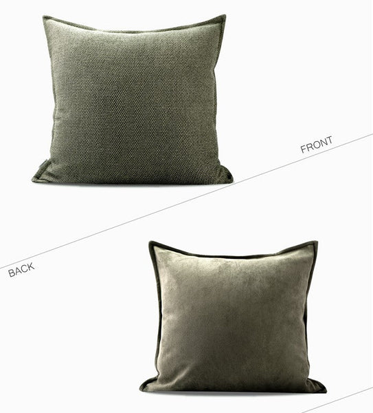 Large Green Square Modern Throw Pillows for Couch, Large Throw Pillow for Interior Design, Contemporary Modern Sofa Pillows, Simple Decorative Throw Pillows-HomePaintingDecor