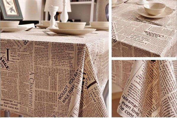 NEWS LETTER - Black White Tablecloth, Table Linen Wedding Home Decor Dining Kitchen-HomePaintingDecor