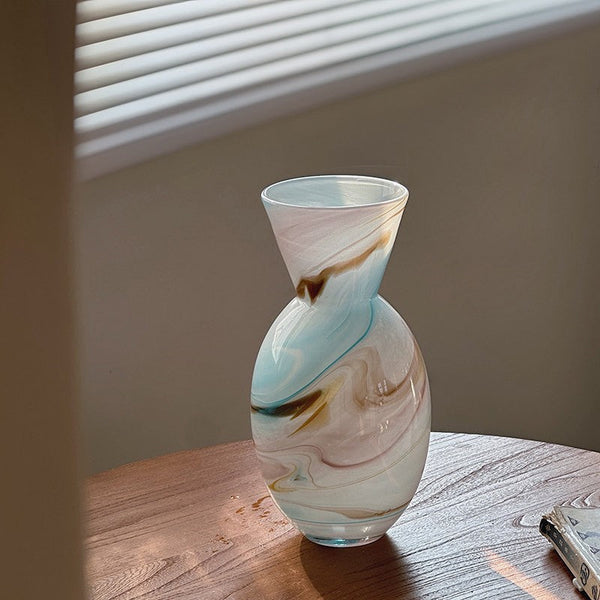 Cute Handmade Glass Vases, Vintage Small Glass Flower Vases, Flower Vases on Table, Modern Glass Vases for Flowers-HomePaintingDecor