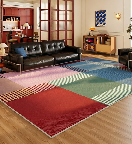 Traditional Colorful Modern Rugs for Living Room, Bedroom Modern Rugs, Large Contemporary Area Rugs, Geometric Carpets for Dining Room-HomePaintingDecor