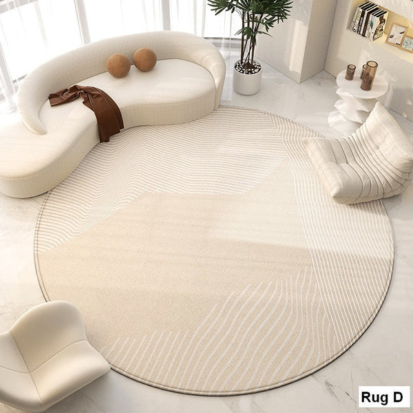 Abstract Modern Area Rugs for Bedroom, Circular Modern Rugs under Chairs, Geometric Round Rugs for Dining Room, Contemporary Modern Rug for Living Room-HomePaintingDecor