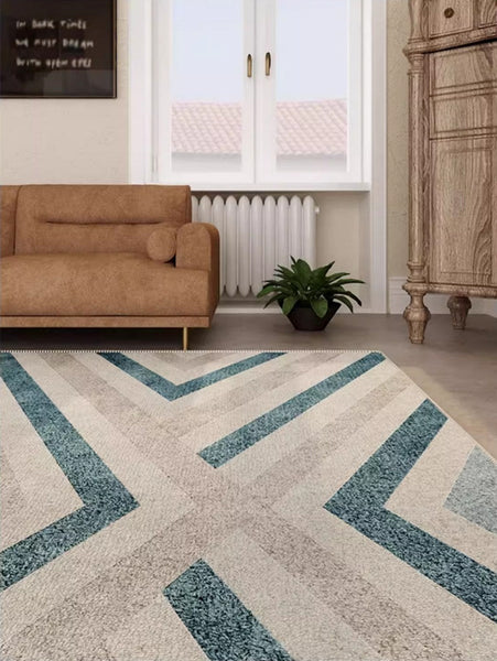 Abstract Contemporary Modern Rugs for Living Room, Geometric Modern Rug Placement Ideas for Dining Room, Large Modern Rugs for Bedroom-HomePaintingDecor