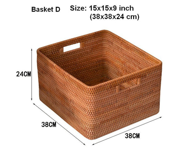 Rattan Storage Baskets, Storage Basket for Shelves, Rectangular Storage Basket for Toys, Storage Baskets for Kitchen, Storage Baskets for Bedroom-HomePaintingDecor
