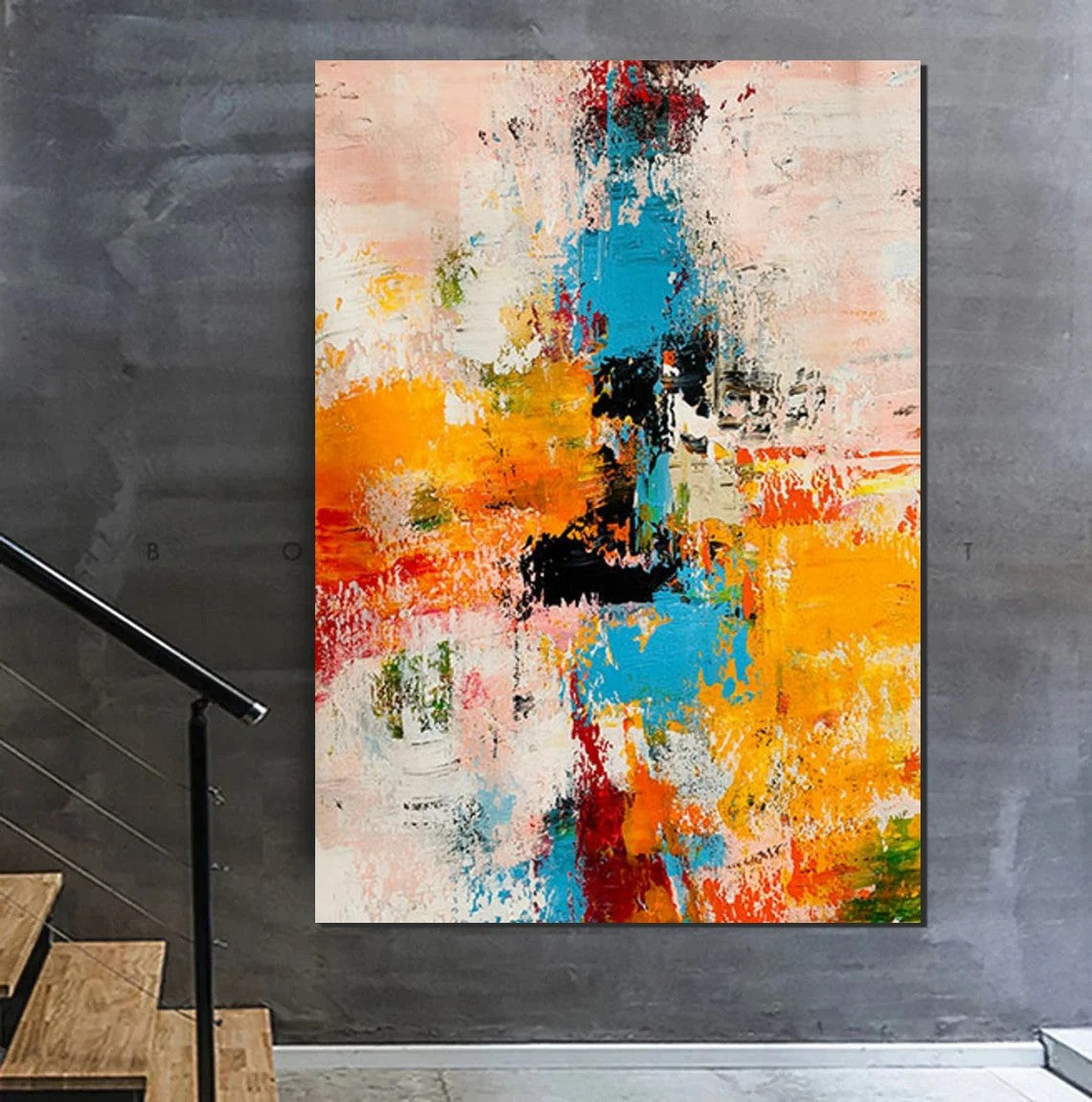 Modern Abstract Art For Bedroom, Abstract Acrylic Wall Painting, Soft Pastel Palette, Relaxing Ambiance, Cozy Decor, Hand Painted Original, Dusty Pink Beige, Smooth Texture, Quiet Composition, Horizontal Canvas, Serene Wall Art