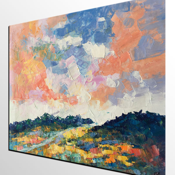 Canvas Oil Painting, Landscape Art, Mountain Sky Painting, Modern Art, Custom Large Abstract Painting