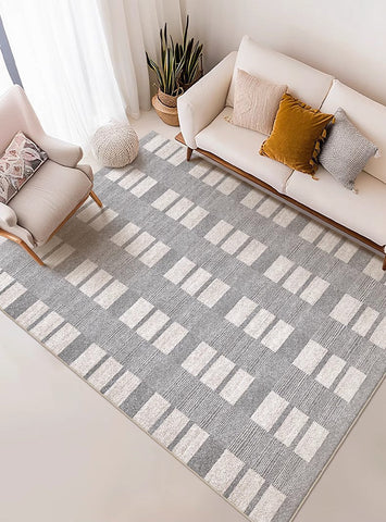 Modern Floor Rugs for Bedroom, Dining Room Floor Rug, Large Gray Floor Rugs for Living Room, Extra Large Geometric Modern Rugs for Office-HomePaintingDecor
