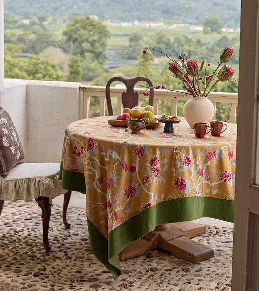 Farmhouse Table Cloth, Dining Room Flower Table Cloths, Large Square Tablecloth for Round Table, Extra Large Rectangular Table Covers for Kitchen-HomePaintingDecor