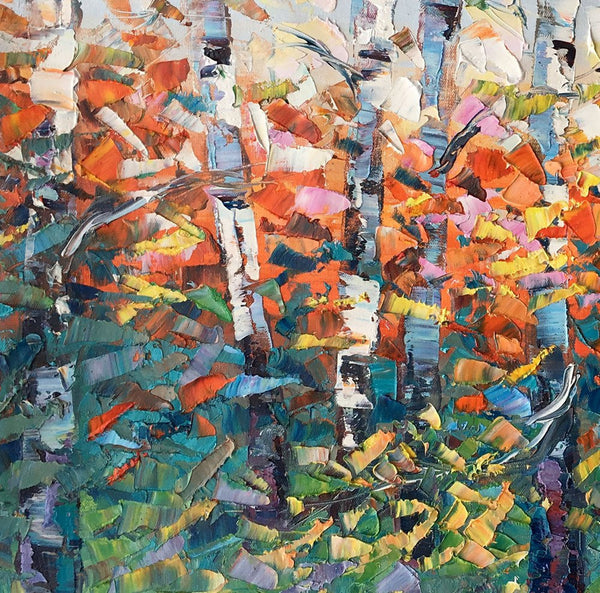 Birch Tree Painting, Impasto Art, Large Canvas Art, Bedroom Canvas Painting, Custom Extra Large Painting