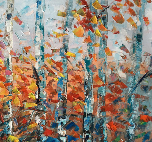 Tree Landscape Art, Large Wall Art, Birch Tree Painting, Custom Canvas Painting for Bedroom