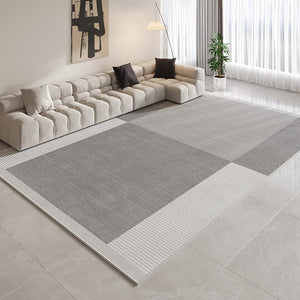 Gray Modern Rug Ideas for Living Room, Abstract Grey Geometric Modern Rugs, Contemporary Modern Rugs for Bedroom, Modern Rugs for Dining Room-HomePaintingDecor