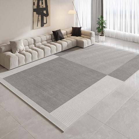 Gray Modern Rug Ideas for Living Room, Abstract Grey Geometric Modern Rugs, Contemporary Modern Rugs for Bedroom, Modern Rugs for Dining Room-HomePaintingDecor