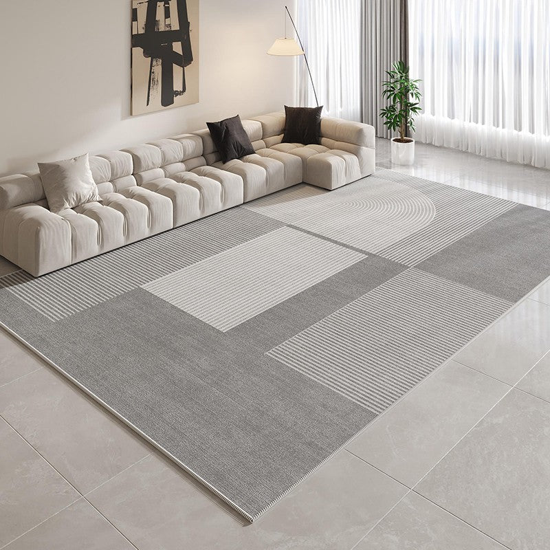 Modern Rugs for Dining Room, Contemporary Modern Rugs for Bedroom, Gray Modern Rug Ideas for Living Room, Abstract Grey Geometric Modern Rugs-HomePaintingDecor
