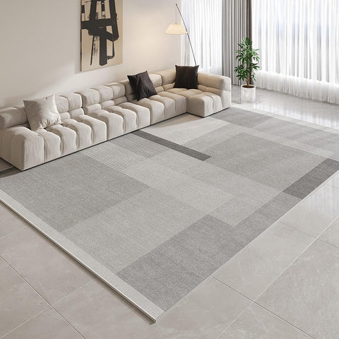 Geometric Modern Rugs for Dining Room, Contemporary Modern Rugs for Bedroom, Gray Modern Rugs for Living Room, Abstract Grey Modern Rugs for Sale-HomePaintingDecor
