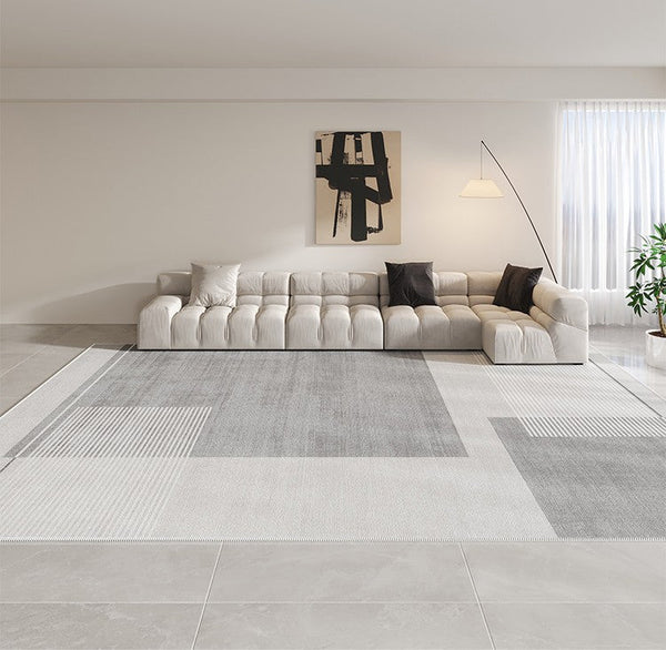 Simple Grey Modern Rugs for Living Room, Contemporary Modern Rugs for Bedroom, Gray Modern Rugs for Dining Room, Abstract Geometric Modern Rugs for Sale-HomePaintingDecor