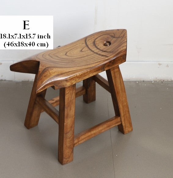Dining Table Stool, Handmade Vintage Old Elm Wood Stool, Solid Wood low Stool, Creative Shoe-changing Stool, Children's Wooden Stool, Sofa Stool-HomePaintingDecor