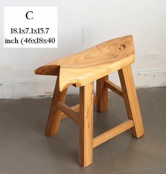 Children's Wooden Stool, Sofa Stool, Dining Table Stool, Handmade Solid Wood low Stool, Creative Shoe-changing Stool, Old Elm Wood Stool-HomePaintingDecor
