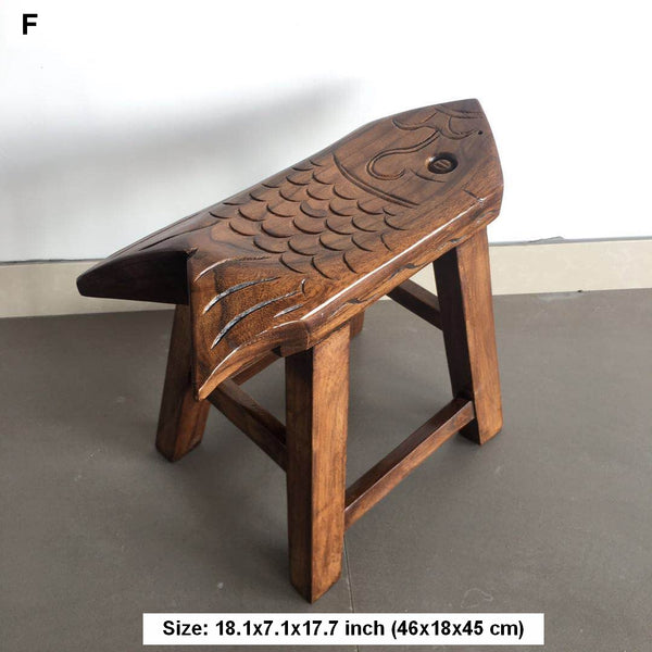 Handmade Solid Wood low Stool, Creative Shoe-changing Stool, Vintage Old Elm Wood Stool, Children's Wooden Stool, Sofa Stool, Dining Table Stool-HomePaintingDecor