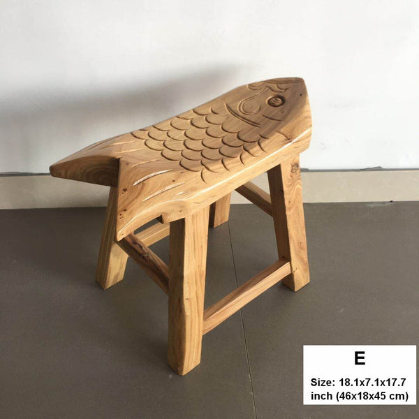 Handmade Solid Wood low Stool, Creative Shoe-changing Stool, Old Elm Wood Stool, Children's Wooden Stool, Sofa Stool, Dining Table Stool-HomePaintingDecor