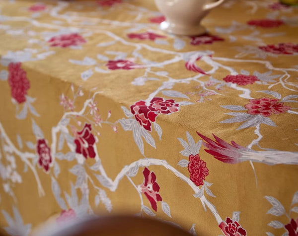 Farmhouse Table Cloth, Dining Room Flower Table Cloths, Large Square Tablecloth for Round Table, Extra Large Rectangular Table Covers for Kitchen-HomePaintingDecor