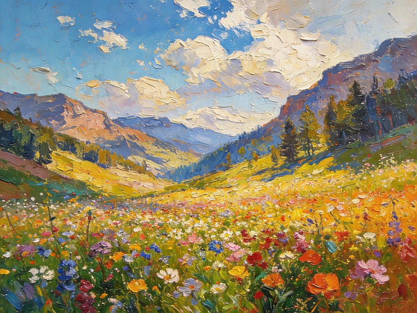 Valley in Full Spring Bloom, Hand Painted Canvas Art, Small Landscape Paintings, Original Oil Paintings, Small Paintings on Canvas, Small Paintings on Canvas-HomePaintingDecor