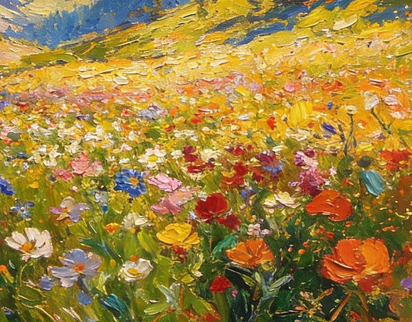 Valley in Full Spring Bloom, Hand Painted Canvas Art, Small Landscape Paintings, Original Oil Paintings, Small Paintings on Canvas, Small Paintings on Canvas-HomePaintingDecor