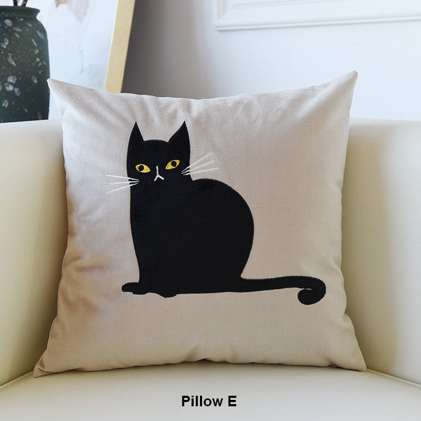 Modern Sofa Decorative Pillows, Cat Decorative Throw Pillows for Couch, Lovely Cat Pillow Covers for Kid's Room, Modern Decorative Throw Pillows-HomePaintingDecor