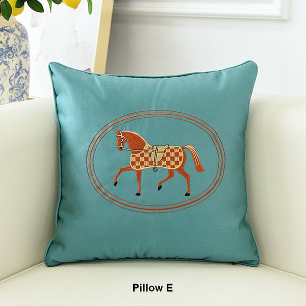 Decorative Throw Pillows for Couch, Modern Sofa Decorative Pillows, Embroider Horse Pillow Covers, Horse Modern Decorative Throw Pillows-HomePaintingDecor