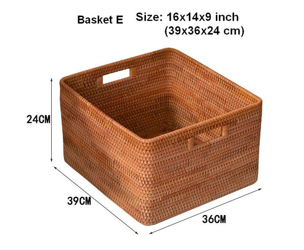 Rattan Storage Baskets, Storage Basket for Shelves, Rectangular Storage Basket for Toys, Storage Baskets for Kitchen, Storage Baskets for Bedroom-HomePaintingDecor