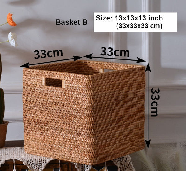 Storage Basket for Shelves, Large Rectangular Storage Basket, Storage Baskets for Kitchen, Woven Storage Basket for Living Room-HomePaintingDecor