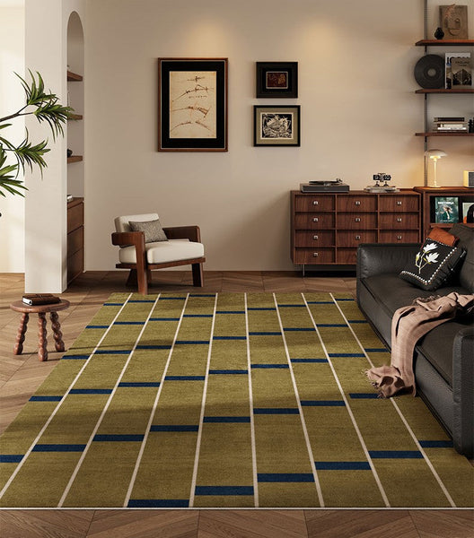 Large Modern Rugs for Living Room, Mid Century Modern Rugs for Bedroom, Abstract Geometric Modern Rugs, Green Modern Rugs for Dining Room-HomePaintingDecor