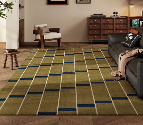 Large Modern Rugs for Living Room, Mid Century Modern Rugs for Bedroom, Abstract Geometric Modern Rugs, Green Modern Rugs for Dining Room-HomePaintingDecor