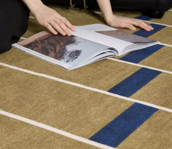 Large Modern Rugs for Living Room, Mid Century Modern Rugs for Bedroom, Abstract Geometric Modern Rugs, Green Modern Rugs for Dining Room-HomePaintingDecor