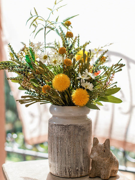 Beautiful Modern Artificial Flowers for Dining Room Table, Dandelion, Wheat Branch, Eucalyptus Globulus, Unique Flower Arrangement for Home Decoration-HomePaintingDecor