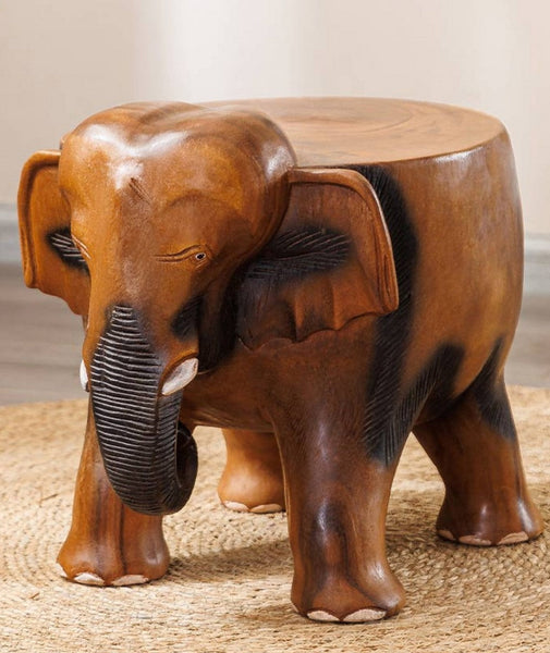 Handmade Solid Wood low Stool, Elephant Wooden Stool, Elephant Sofa Stool, Dining Table Stool, Creative Shoe-changing Stool-HomePaintingDecor